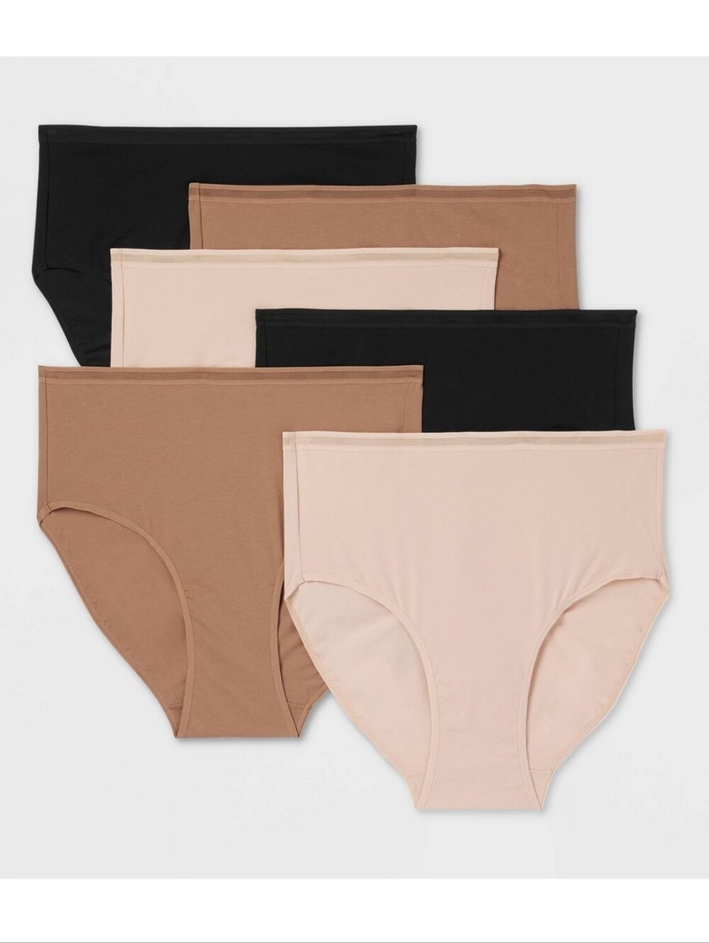 Auden 6-Pack Cotton Blends Briefs - Black, Brown, Tan XXL Nwt